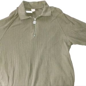 Levi's Ribbed 1/4 Zip Dress Shirt Long sleeve Military Green